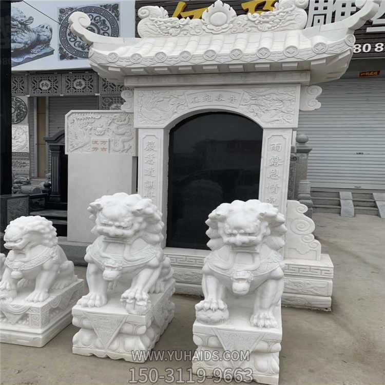 天然石材漢白玉石雕獅子寺院景區大門(mén)擺放雕塑