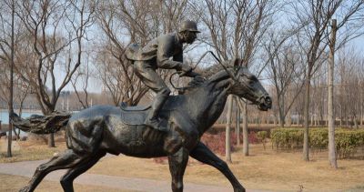 戶(hù)外公園銅雕戰士騎馬雕塑