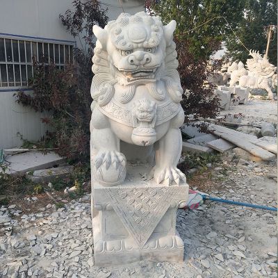 漢白玉石雕戶(hù)外景觀(guān)獅子雕塑