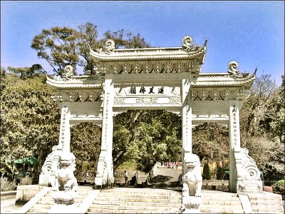 大理石芝麻白寺廟山門(mén)石雕牌坊