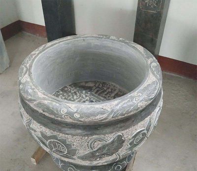 庭院荷花鯉魚(yú)浮雕景觀(guān)石雕缸雕塑