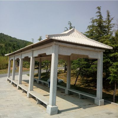 森林公園仿古建大理石長(cháng)廊座椅休息涼亭