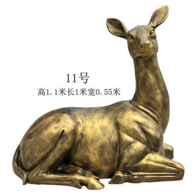 玻璃鋼仿銅動(dòng)物園大型動(dòng)物景觀(guān)梅花鹿雕塑