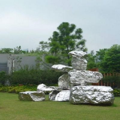 戶外公園不銹鋼景觀石頭雕塑