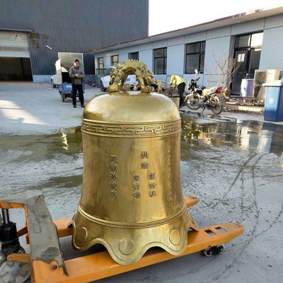 黃銅鑄造寺院戶(hù)外裝飾祈福掛鐘銅雕擺件